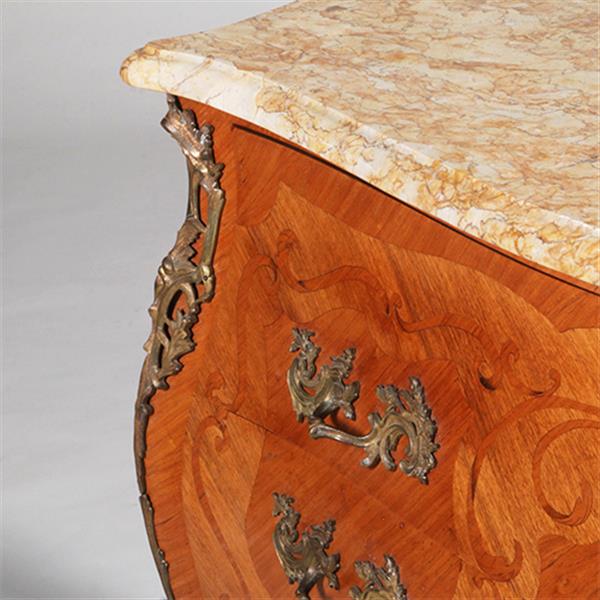 Grote foto grote louis xv stijl commode ca 1890 rijkelijk ingelegd en met brons beslagen no.342005 antiek en kunst stoelen en banken