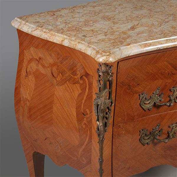 Grote foto grote louis xv stijl commode ca 1890 rijkelijk ingelegd en met brons beslagen no.342005 antiek en kunst stoelen en banken