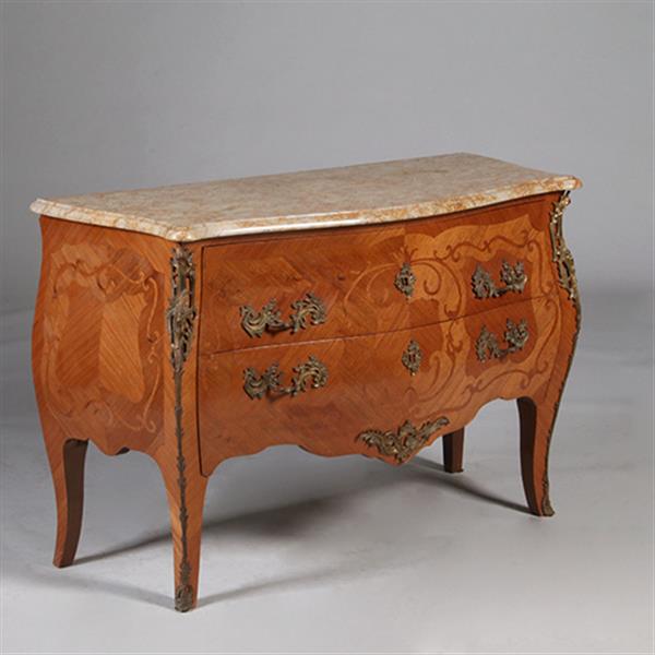 Grote foto grote louis xv stijl commode ca 1890 rijkelijk ingelegd en met brons beslagen no.342005 antiek en kunst stoelen en banken
