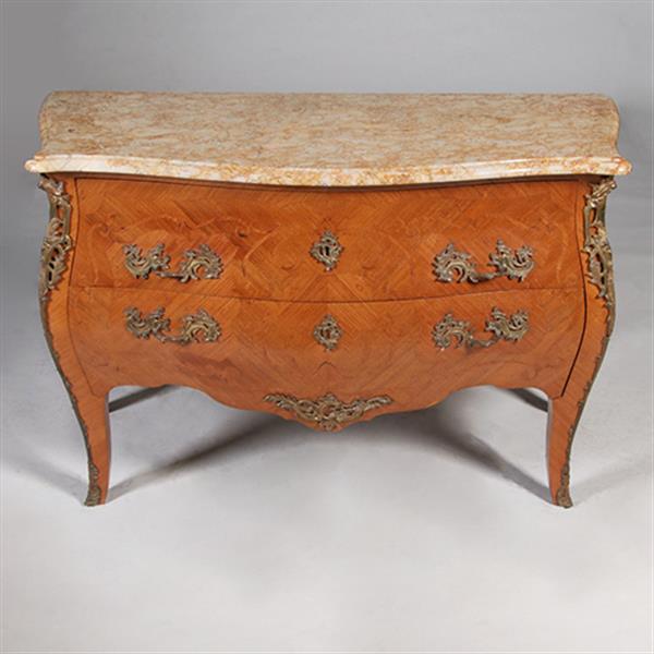 Grote foto grote louis xv stijl commode ca 1890 rijkelijk ingelegd en met brons beslagen no.342005 antiek en kunst stoelen en banken
