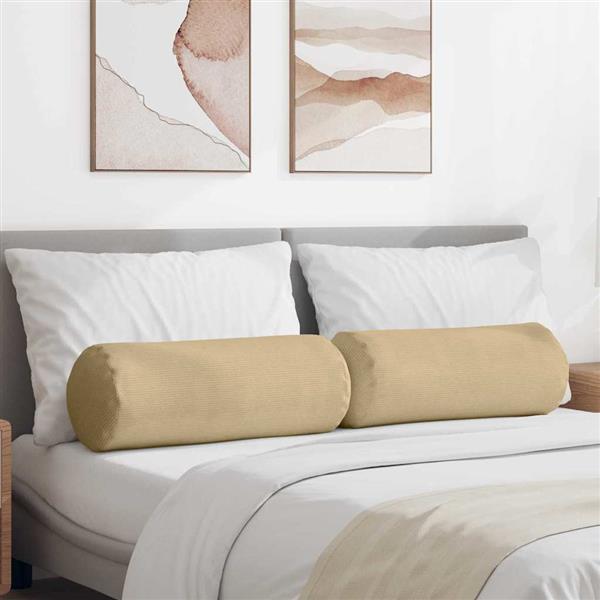 Grote foto vidaxl bolster kussens 2 pcs grijs groen 25 x 70 cm katoen stof huis en inrichting woningdecoratie