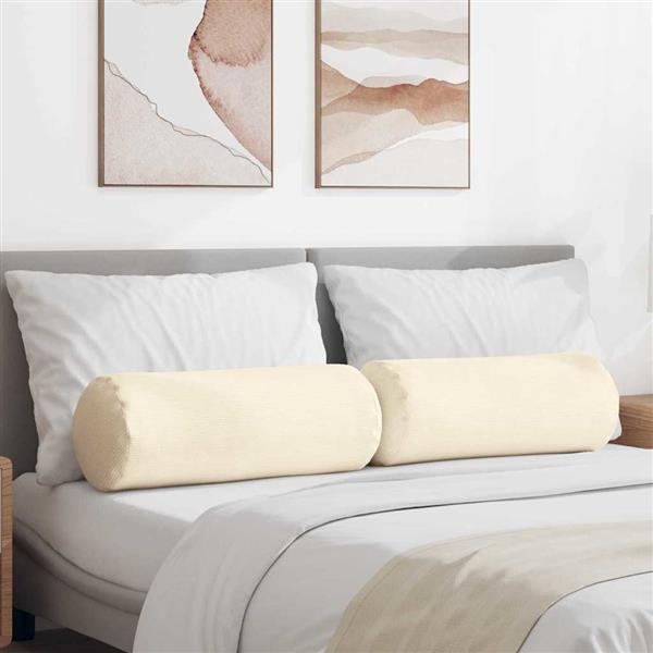 Grote foto vidaxl bolster kussens 2 pcs cr me 25 x 70 cm katoen stof huis en inrichting woningdecoratie