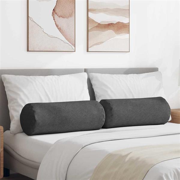 Grote foto vidaxl bolster kussens 2 pcs donkergrijs 25 x 70 cm katoen stof huis en inrichting woningdecoratie