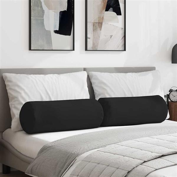 Grote foto vidaxl bolster kussens 2 pcs zwart 25 x 70 cm microvezel stof huis en inrichting woningdecoratie