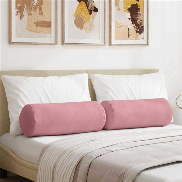 Grote foto vidaxl bolster kussens 2 pcs roze 25 x 70 cm katoen stof huis en inrichting woningdecoratie