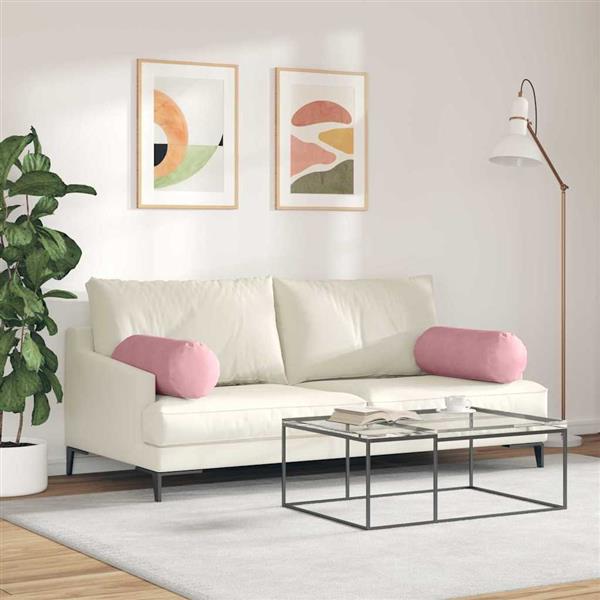 Grote foto vidaxl bolster kussens 2 pcs roze 25 x 70 cm katoen stof huis en inrichting woningdecoratie