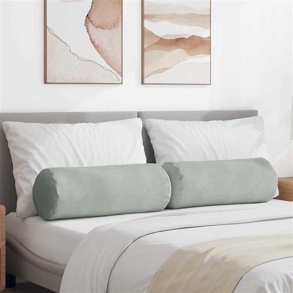Grote foto vidaxl bolster kussens 2 pcs lichtgrijs 25 x 70 cm katoen stof huis en inrichting woningdecoratie
