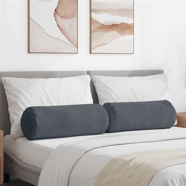 Grote foto vidaxl bolster kussens 2 pcs donkergrijs 25 x 70 cm katoen stof huis en inrichting woningdecoratie