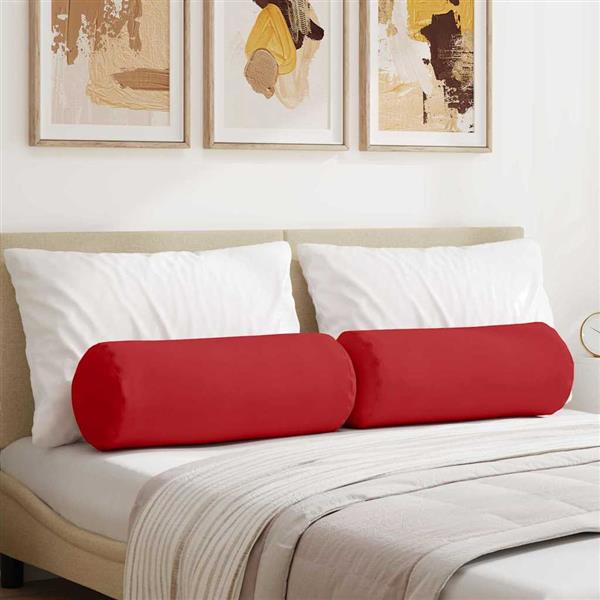 Grote foto vidaxl bolster kussens 2 pcs rood 25 x 70 cm stof huis en inrichting woningdecoratie