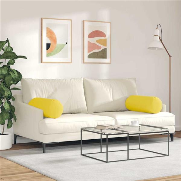 Grote foto vidaxl bolster kussens 2 pcs lichtgeel 25 x 70 cm stof huis en inrichting woningdecoratie