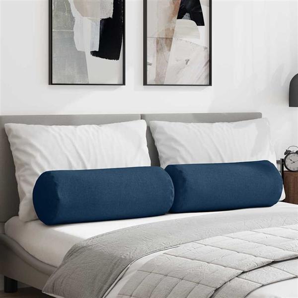Grote foto vidaxl bolster kussens 2 pcs blauw 25 x 70 cm stof huis en inrichting woningdecoratie