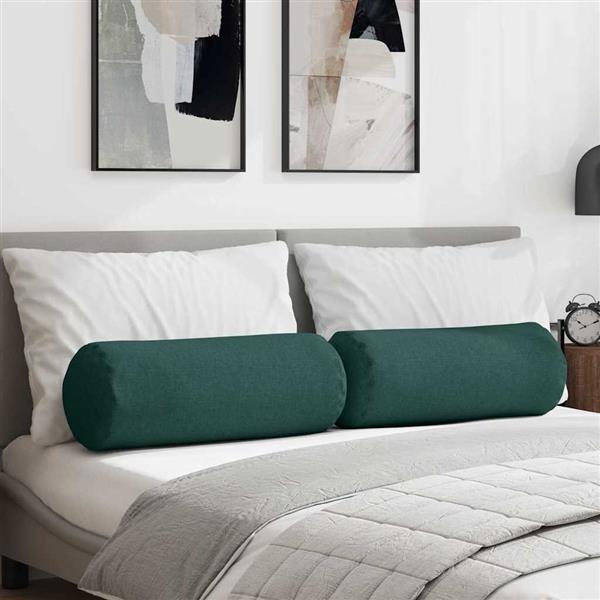 Grote foto vidaxl bolster kussens 2 pcs donkergroen 25 x 70 cm stof huis en inrichting woningdecoratie