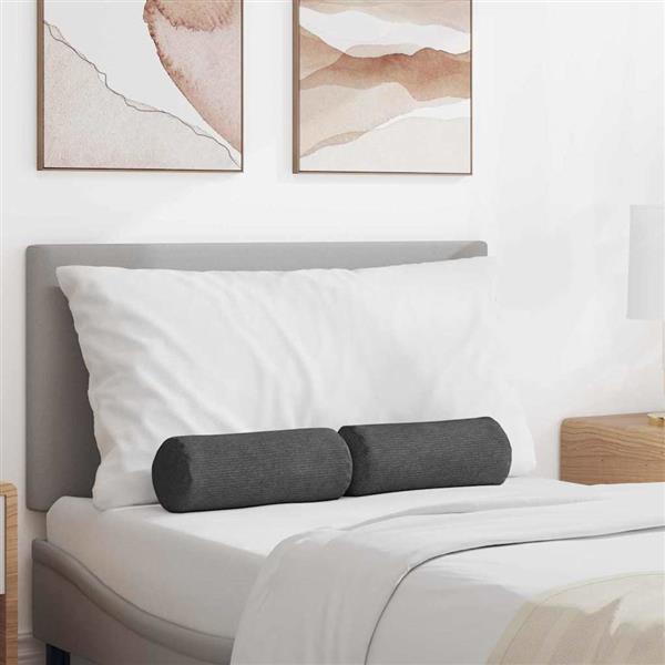 Grote foto vidaxl bolster kussens 2 pcs donkergrijs 15 x 40 cm katoen stof huis en inrichting woningdecoratie