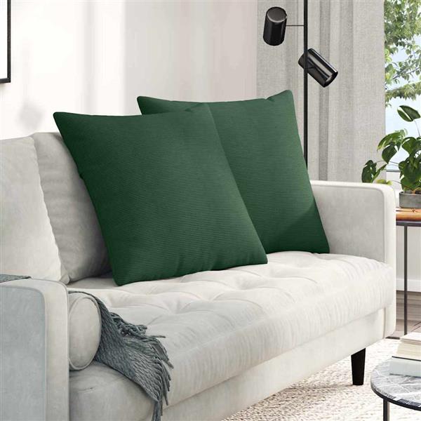 Grote foto vidaxl sofa kussens 2 pcs donkergroen 80 x 80 cm katoen stof huis en inrichting woningdecoratie
