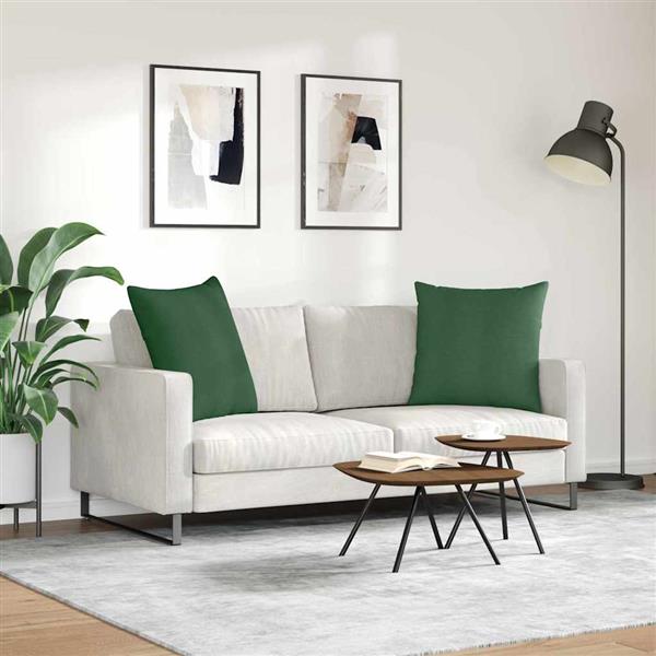 Grote foto vidaxl sofa kussens 2 pcs donkergroen 80 x 80 cm katoen stof huis en inrichting woningdecoratie