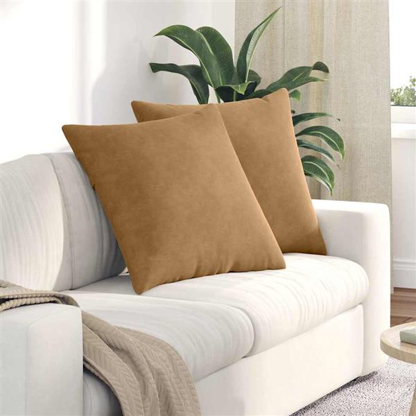 Grote foto vidaxl sofa kussens 2 pcs bruin 80 x 80 cm katoen stof huis en inrichting woningdecoratie