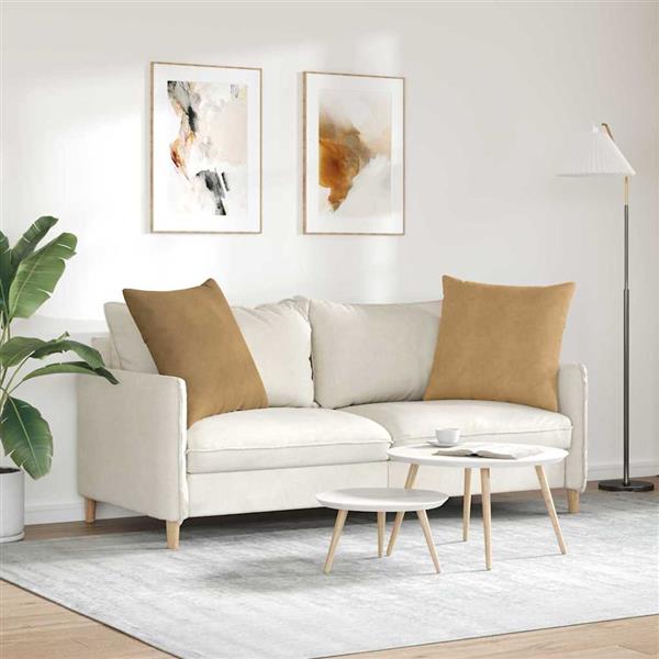 Grote foto vidaxl sofa kussens 2 pcs bruin 80 x 80 cm katoen stof huis en inrichting woningdecoratie