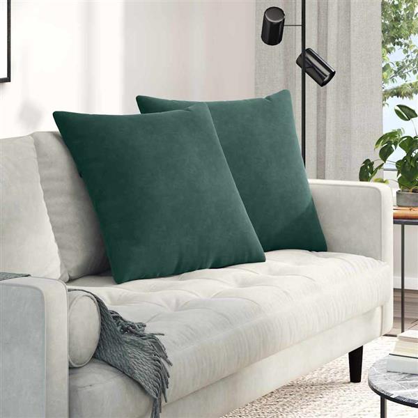 Grote foto vidaxl sofa kussens 2 pcs donkergroen 80 x 80 cm katoen stof huis en inrichting woningdecoratie