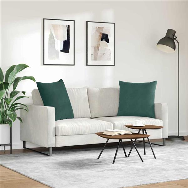 Grote foto vidaxl sofa kussens 2 pcs donkergroen 80 x 80 cm katoen stof huis en inrichting woningdecoratie