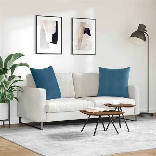 Grote foto vidaxl sofa kussens 2 pcs blauw 80 x 80 cm katoen stof huis en inrichting woningdecoratie