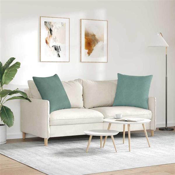 Grote foto vidaxl sofa kussens 2 pcs zeegroen 60 x 60 cm katoen stof huis en inrichting woningdecoratie
