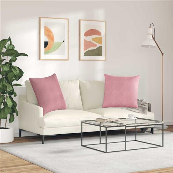 Grote foto vidaxl sofa kussens 2 pcs roze 60 x 60 cm katoen stof huis en inrichting woningdecoratie