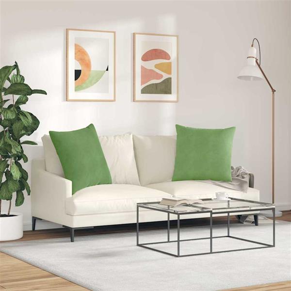 Grote foto vidaxl sofa kussens 2 pcs lichtgroen 60 x 60 cm katoen stof huis en inrichting woningdecoratie