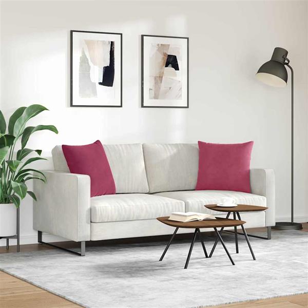 Grote foto vidaxl sofa kussens 2 pcs wijnrood 50 x 50 cm katoen stof huis en inrichting woningdecoratie