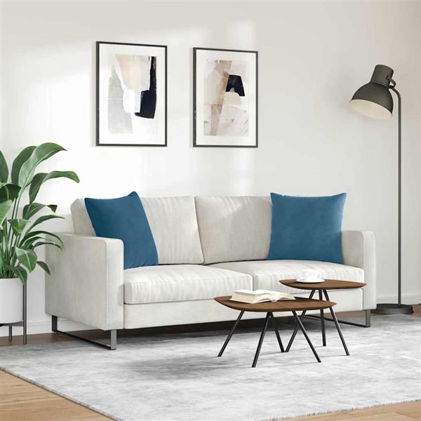 Grote foto vidaxl sofa kussens 2 pcs blauw 50 x 50 cm katoen stof huis en inrichting woningdecoratie