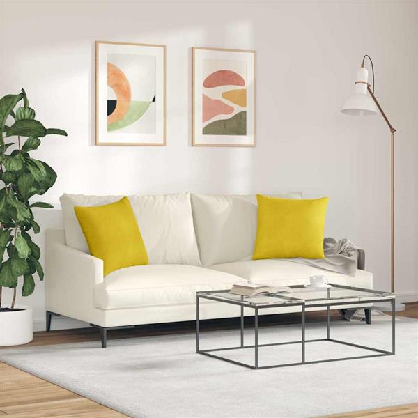 Grote foto vidaxl sofa kussens 2 pcs geel 45 x 45 cm katoen stof huis en inrichting woningdecoratie