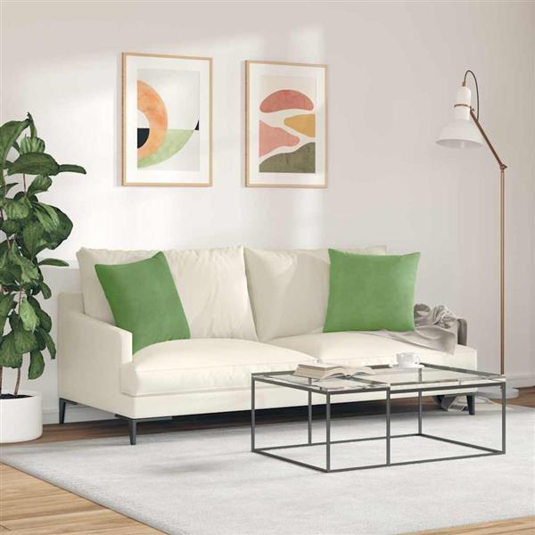 Grote foto vidaxl sofa kussens 2 pcs lichtgroen 45 x 45 cm katoen stof huis en inrichting woningdecoratie