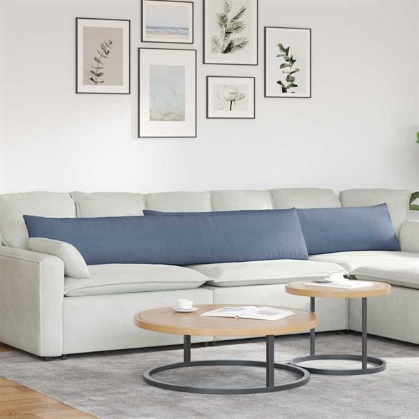 Grote foto vidaxl sofa kussens 2 pcs blauw 200 x 40 cm katoen stof huis en inrichting woningdecoratie