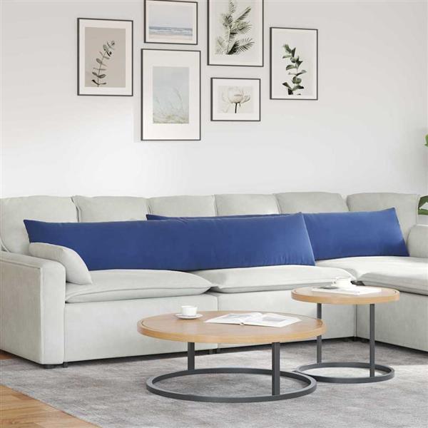 Grote foto vidaxl sofa kussens 2 pcs politieblauw 200 x 40 cm katoen stof huis en inrichting woningdecoratie