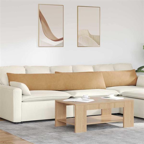 Grote foto vidaxl sofa kussens 2 pcs bruin 200 x 40 cm katoen stof huis en inrichting woningdecoratie