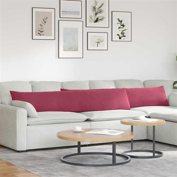 Grote foto vidaxl sofa kussens 2 pcs wijnrood 200 x 40 cm katoen stof huis en inrichting woningdecoratie