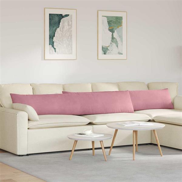 Grote foto vidaxl sofa kussens 2 pcs roze 200 x 40 cm katoen stof huis en inrichting woningdecoratie