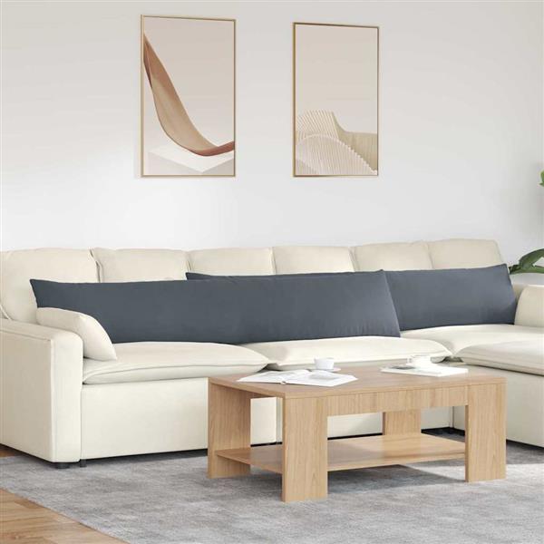 Grote foto vidaxl sofa kussens 2 pcs donkergrijs 200 x 40 cm katoen stof huis en inrichting woningdecoratie
