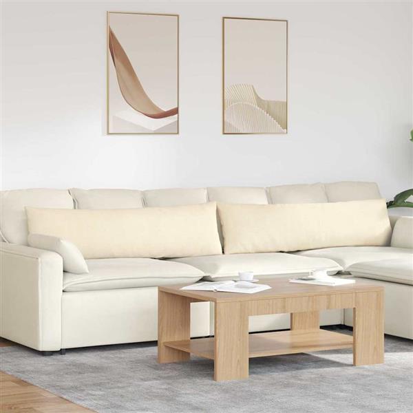 Grote foto vidaxl sofa kussens 2 pcs cr me 145 x 40 cm katoen stof huis en inrichting woningdecoratie