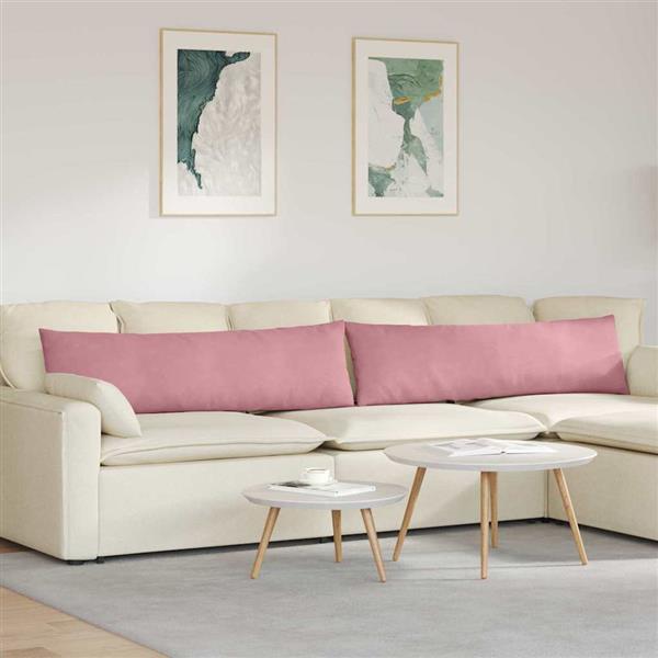 Grote foto vidaxl sofa kussens 2 pcs roze 145 x 40 cm katoen stof huis en inrichting woningdecoratie