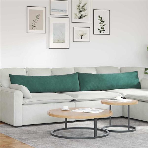 Grote foto vidaxl sofa kussens 2 pcs donkergroen 145 x 40 cm katoen stof huis en inrichting woningdecoratie