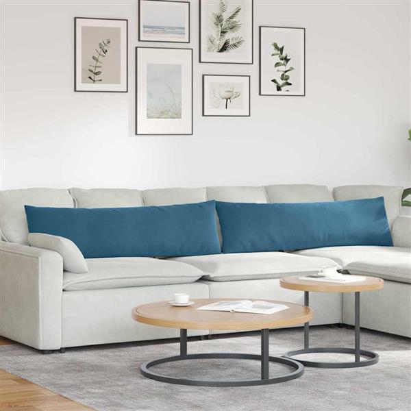 Grote foto vidaxl sofa kussens 2 pcs blauw 145 x 40 cm katoen stof huis en inrichting woningdecoratie