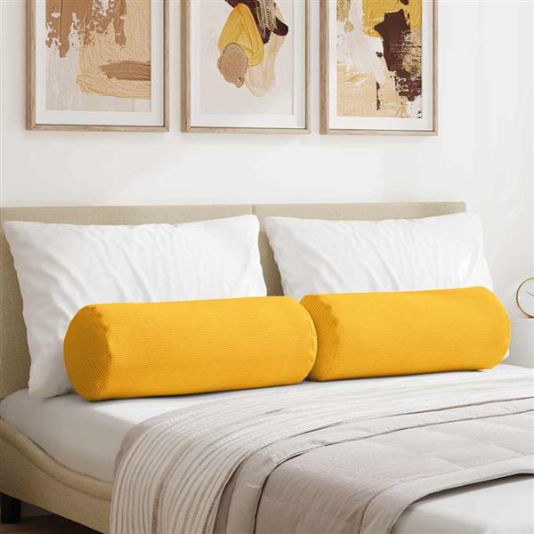 Grote foto vidaxl bolster kussens 2 pcs lichtgeel 25 x 70 cm katoen stof huis en inrichting woningdecoratie