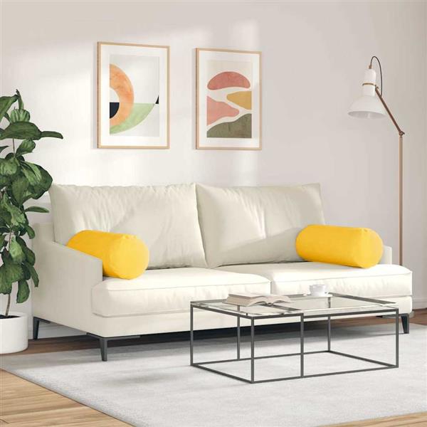 Grote foto vidaxl bolster kussens 2 pcs lichtgeel 25 x 70 cm katoen stof huis en inrichting woningdecoratie