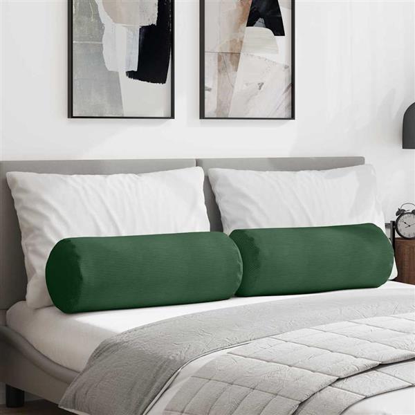 Grote foto vidaxl bolster kussens 2 pcs donkergroen 25 x 70 cm katoen stof huis en inrichting woningdecoratie