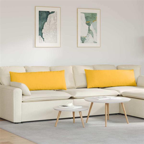 Grote foto vidaxl sofa kussens 2 pcs lichtgeel 120 x 40 cm katoen stof huis en inrichting woningdecoratie