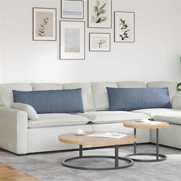 Grote foto vidaxl sofa kussens 2 pcs blauw 120 x 40 cm katoen stof huis en inrichting woningdecoratie