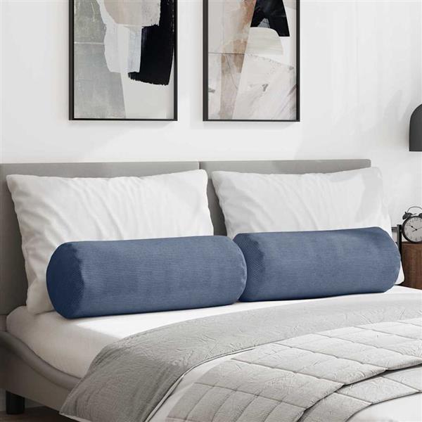 Grote foto vidaxl bolster kussens 2 pcs blauw 25 x 70 cm katoen stof huis en inrichting woningdecoratie