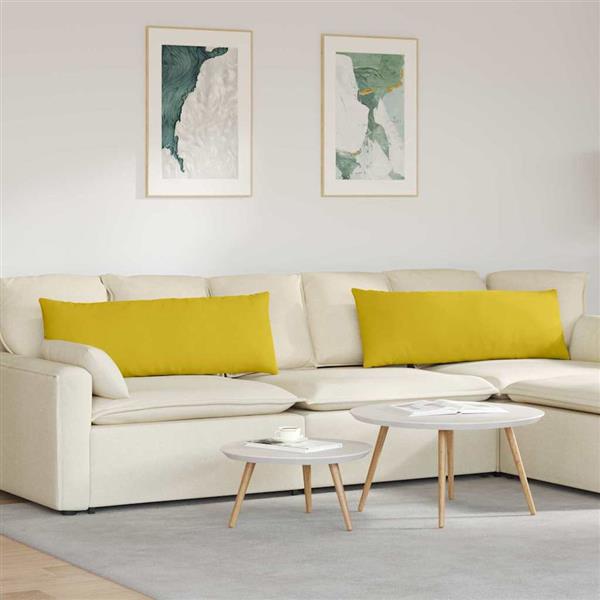 Grote foto vidaxl sofa kussens 2 pcs geel 120 x 40 cm katoen stof huis en inrichting woningdecoratie