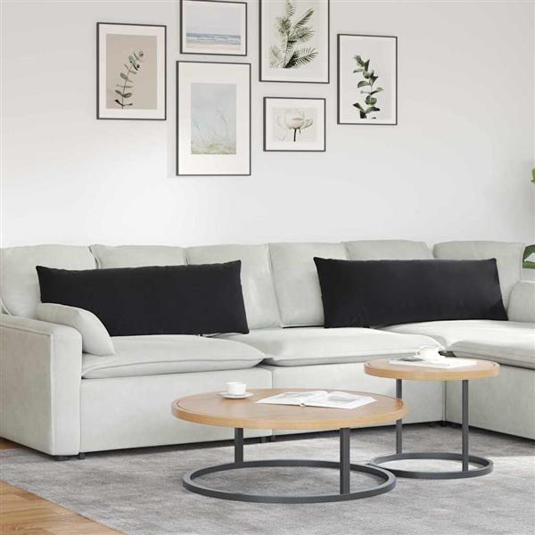 Grote foto vidaxl sofa kussens 2 pcs zwart 120 x 40 cm katoen stof huis en inrichting woningdecoratie
