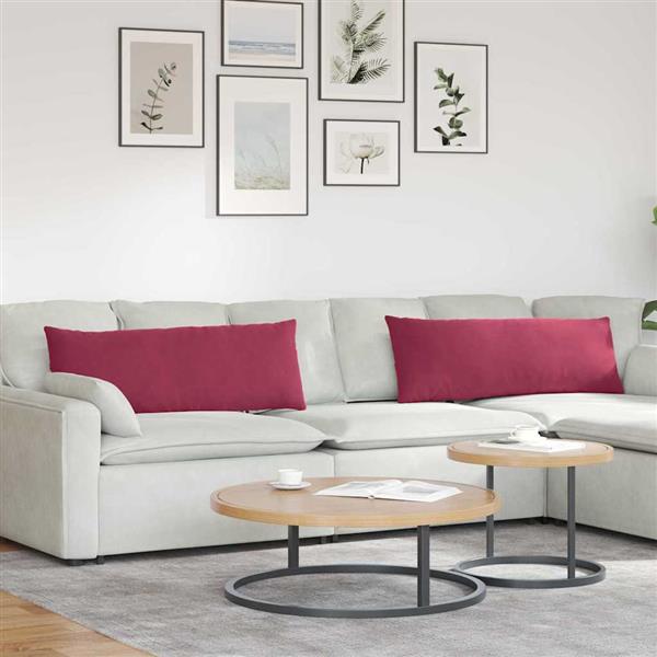 Grote foto vidaxl sofa kussens 2 pcs wijnrood 120 x 40 cm katoen stof huis en inrichting woningdecoratie